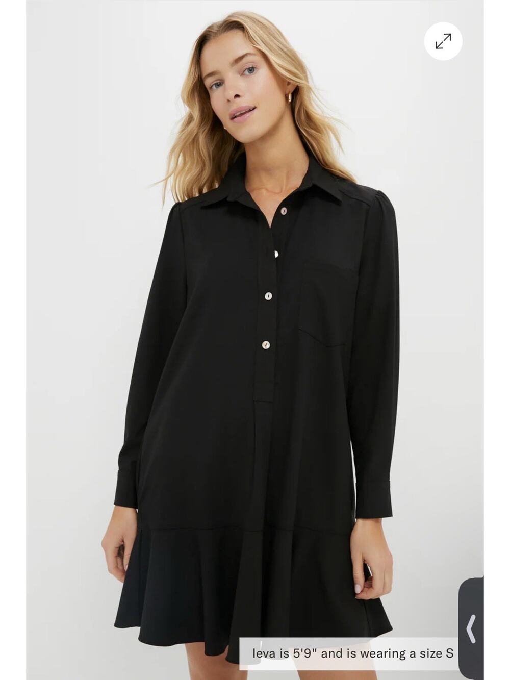 Tuckernuck Black Crepe Callahan Shirt Dress Small Preppy Swing Flirty